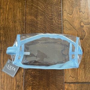 NWT Ulta Beauty Clear & Baby Blue Plastic Makeup Cosmetic Bag Toiletry Dopp Kit